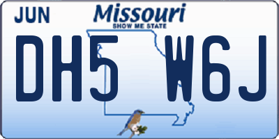 MO license plate DH5W6J