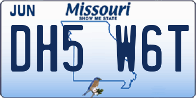MO license plate DH5W6T