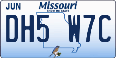 MO license plate DH5W7C