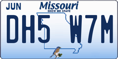 MO license plate DH5W7M