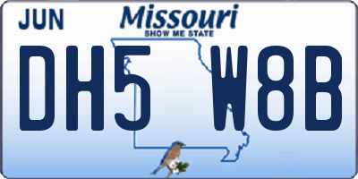 MO license plate DH5W8B