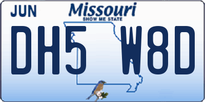 MO license plate DH5W8D