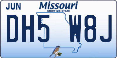 MO license plate DH5W8J