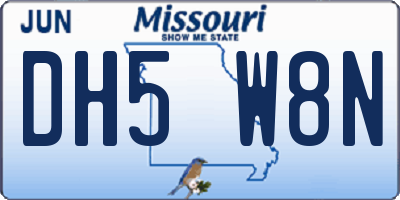 MO license plate DH5W8N