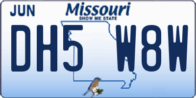 MO license plate DH5W8W