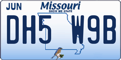 MO license plate DH5W9B