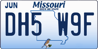 MO license plate DH5W9F