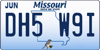 MO license plate DH5W9I
