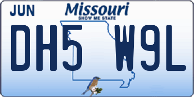 MO license plate DH5W9L