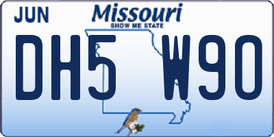 MO license plate DH5W9O