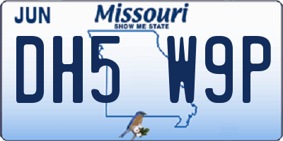 MO license plate DH5W9P
