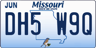 MO license plate DH5W9Q