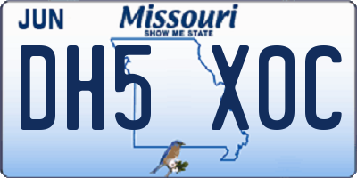 MO license plate DH5X0C