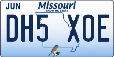 MO license plate DH5X0E