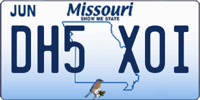 MO license plate DH5X0I
