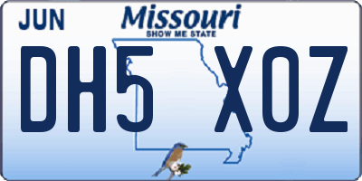 MO license plate DH5X0Z