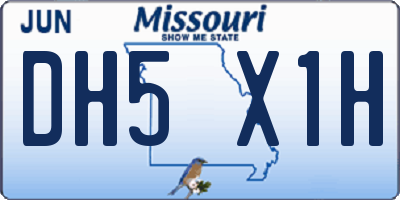 MO license plate DH5X1H