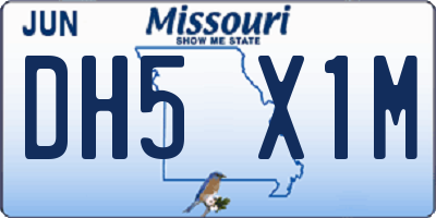 MO license plate DH5X1M