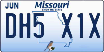 MO license plate DH5X1X