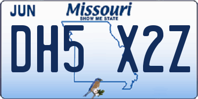 MO license plate DH5X2Z
