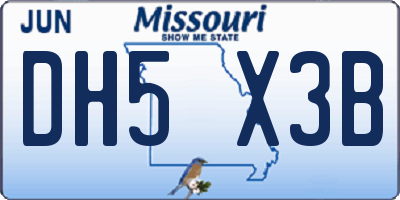 MO license plate DH5X3B