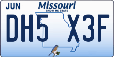 MO license plate DH5X3F
