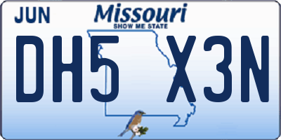 MO license plate DH5X3N