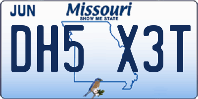MO license plate DH5X3T