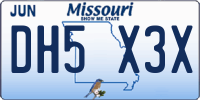 MO license plate DH5X3X