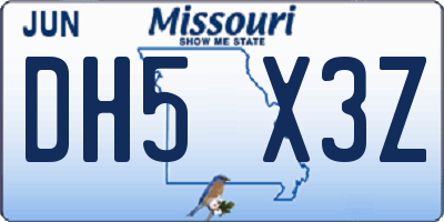MO license plate DH5X3Z