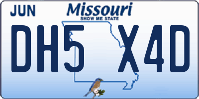 MO license plate DH5X4D