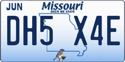 MO license plate DH5X4E