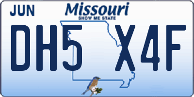 MO license plate DH5X4F