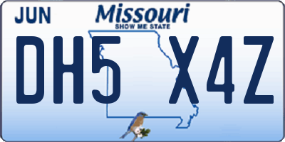 MO license plate DH5X4Z