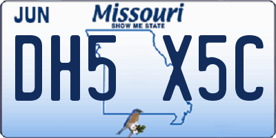 MO license plate DH5X5C