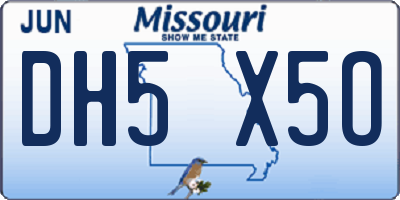 MO license plate DH5X5O