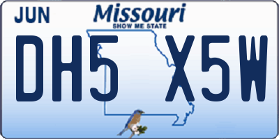 MO license plate DH5X5W