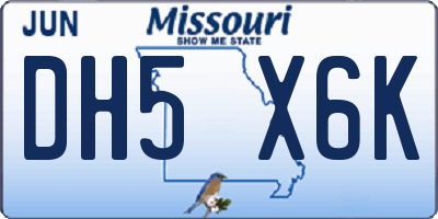 MO license plate DH5X6K
