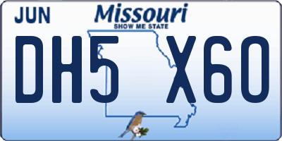 MO license plate DH5X6O