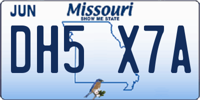 MO license plate DH5X7A