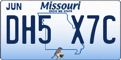 MO license plate DH5X7C