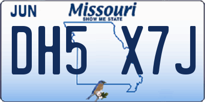 MO license plate DH5X7J