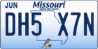 MO license plate DH5X7N