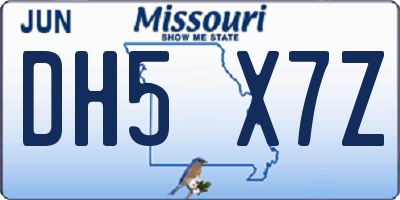 MO license plate DH5X7Z