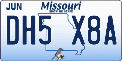 MO license plate DH5X8A