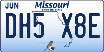 MO license plate DH5X8E