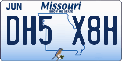 MO license plate DH5X8H