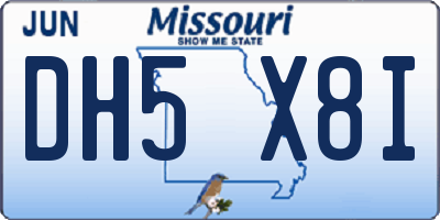 MO license plate DH5X8I