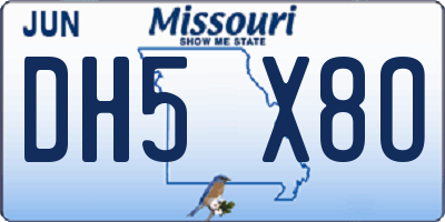 MO license plate DH5X8O