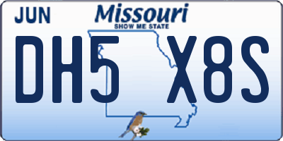 MO license plate DH5X8S